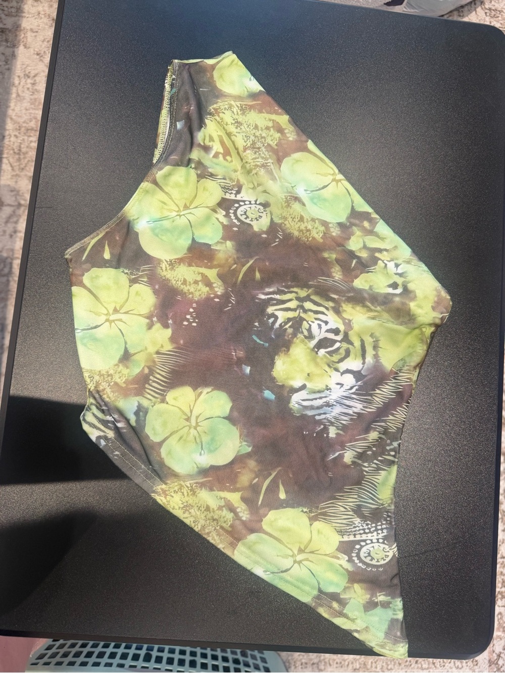 Princess Polly Lime Green and Brown One-Shoulder Bandana Top